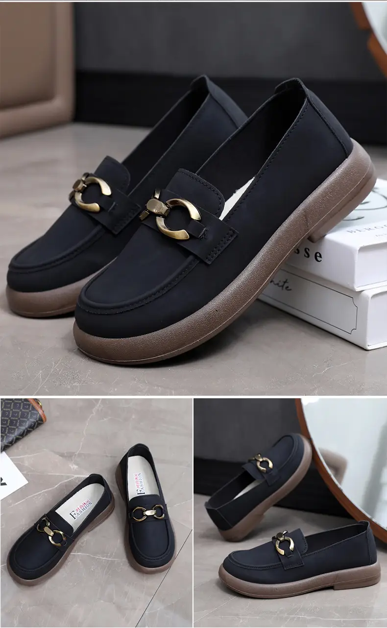 Spring and Autumn New Women's Shoes Thick Bottom Loafers Soft Bottom Soft Moms Shoes Comfortable Breathable Slip-on Women's Single Shoes — feature 29