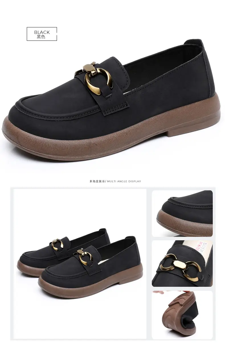 Spring and Autumn New Women's Shoes Thick Bottom Loafers Soft Bottom Soft Moms Shoes Comfortable Breathable Slip-on Women's Single Shoes — feature 36