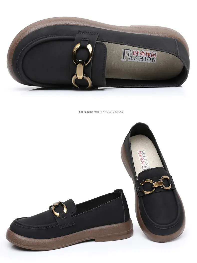 Spring and Autumn New Women's Shoes Thick Bottom Loafers Soft Bottom Soft Moms Shoes Comfortable Breathable Slip-on Women's Single Shoes — feature 37