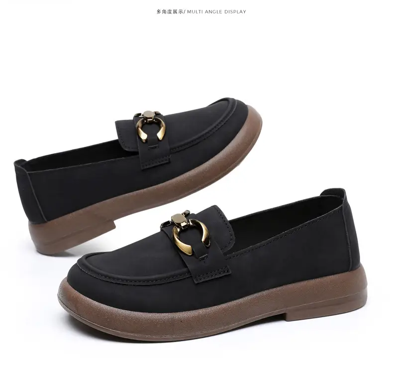 Spring and Autumn New Women's Shoes Thick Bottom Loafers Soft Bottom Soft Moms Shoes Comfortable Breathable Slip-on Women's Single Shoes — feature 38