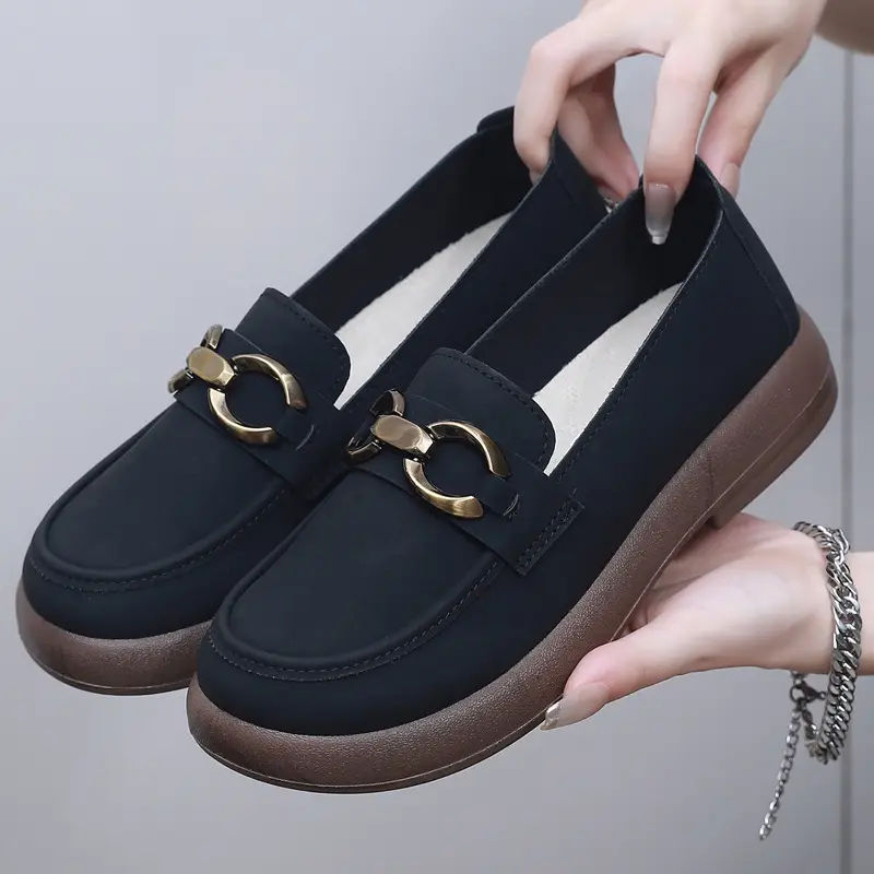 Spring and Autumn New Women's Shoes Thick Bottom Loafers Soft Bottom Soft Moms Shoes Comfortable Breathable Slip-on Women's Single Shoes