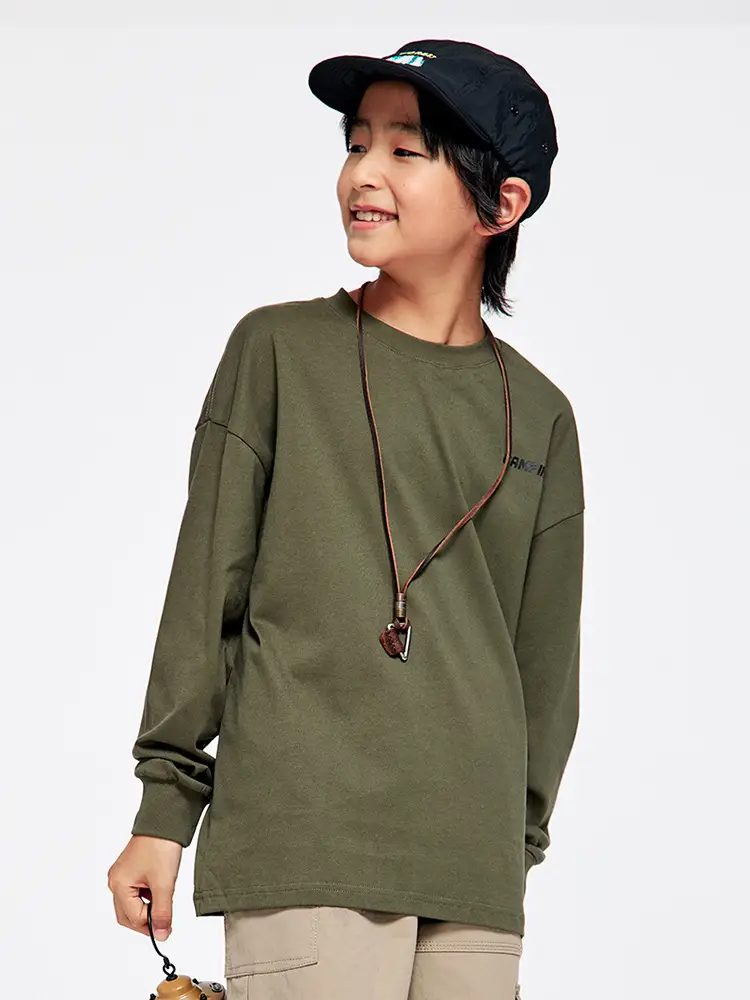 Kids Cotton Long Sleeve T-Shirt Green Cargo Pants Set - Image 4