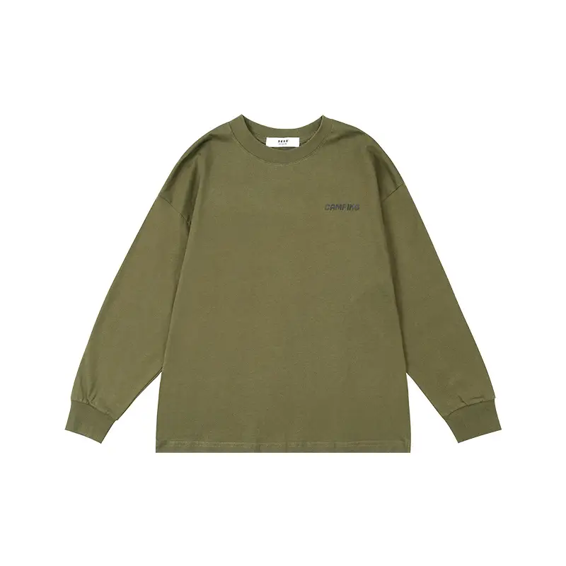 Kids Cotton Long Sleeve T-Shirt Green Cargo Pants Set - Image 2