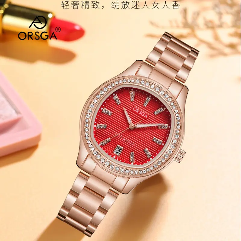 Women's Rose Gold Diamond Watch with Calendar