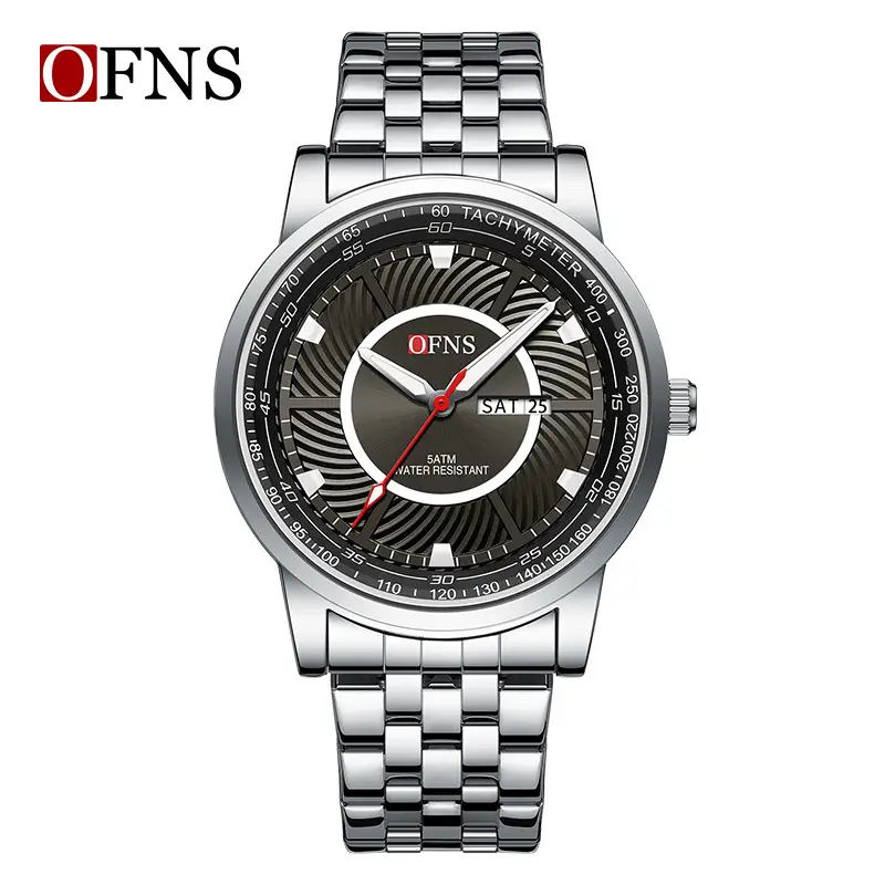 Men's Black Quartz Watch with Red Dial & Waterproof Strap - Image 7