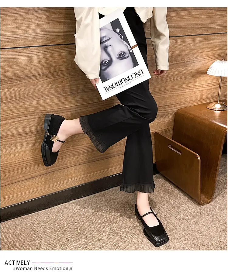 French Style Retro Flat Bottom Grandma Shoes Women's Shallow Mouth Design Sense Color-matching Square Head Elegant Mary Jane Shoes Women — feature 8
