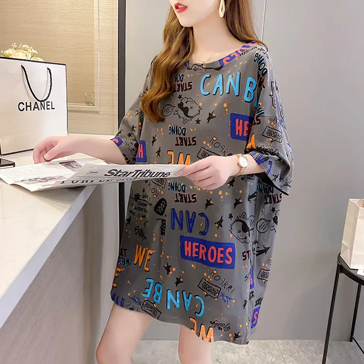 2024 Printed Women's t-shirt Large Size Loose Fit