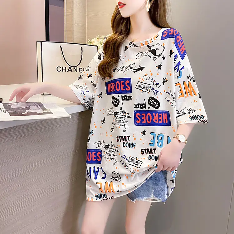 2024 Printed Women's t-shirt Large Size Loose Fit