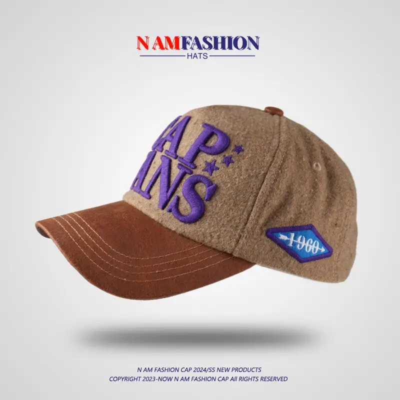 Korean Baseball Cap Women Winter Woolen Big Head Wide Brim - Image 8
