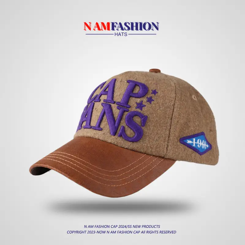 Korean Baseball Cap Women Winter Woolen Big Head Wide Brim - Image 2