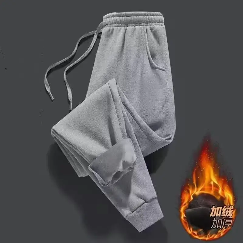 Men Fleece Jogger Pants Black Sweatpants Spring Autumn - Image 2