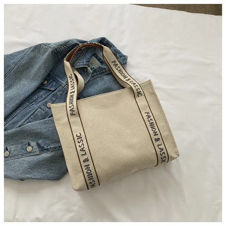 Vintage Canvas Shoulder Bag Black Large Capacity - Image 2