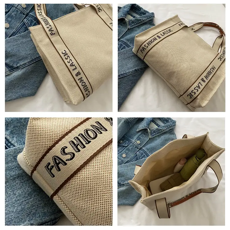 Vintage Canvas Shoulder Bag Black Large Capacity — feature 8