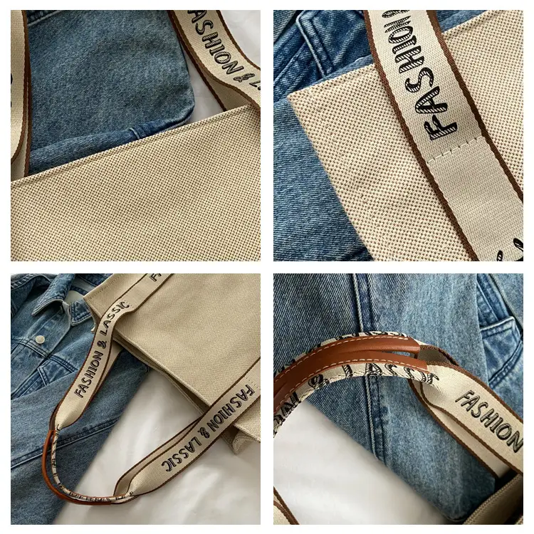 Vintage Canvas Shoulder Bag Black Large Capacity — feature 9