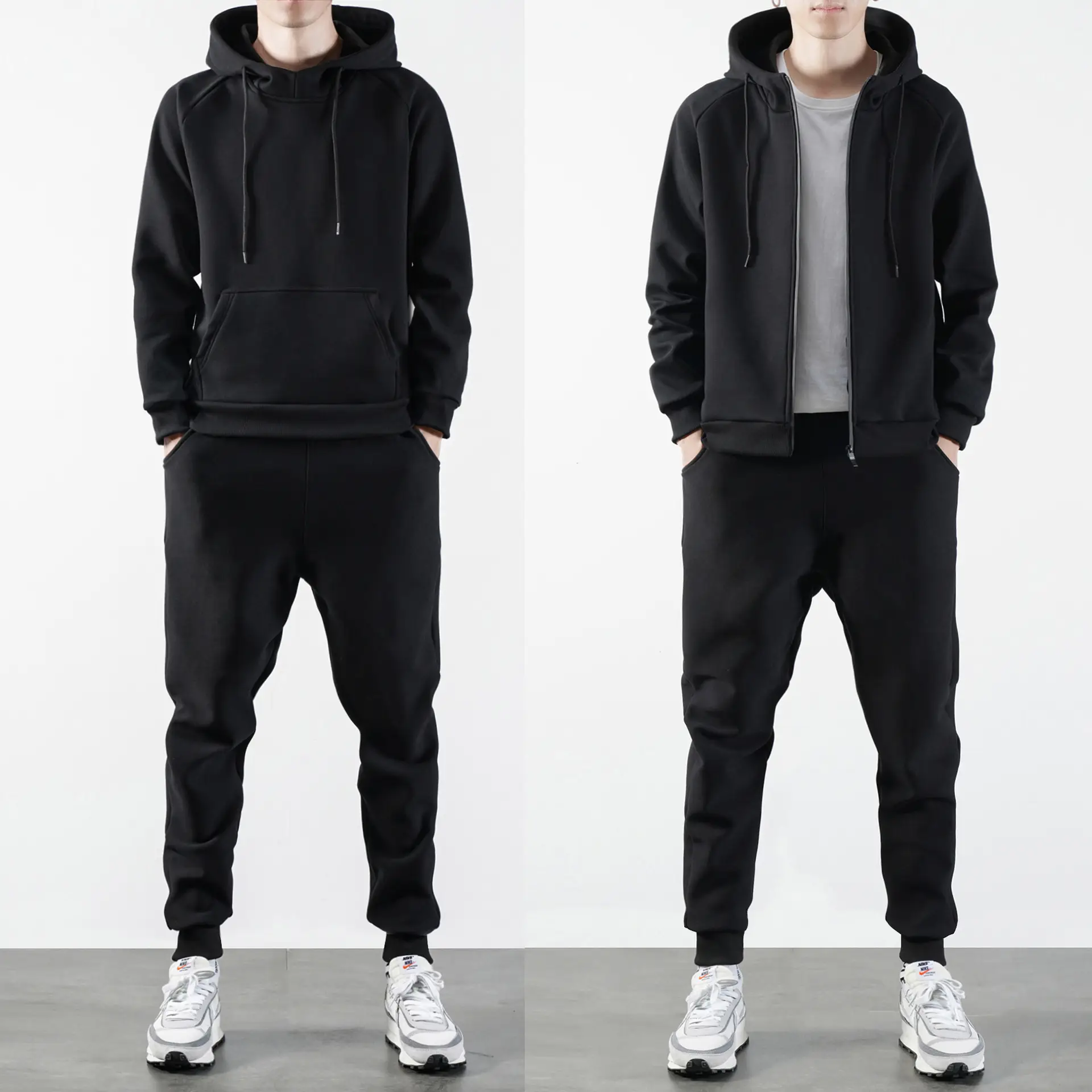 Men Grey Hoodie & Pants Casual Set Crossbody Wear - Image 7