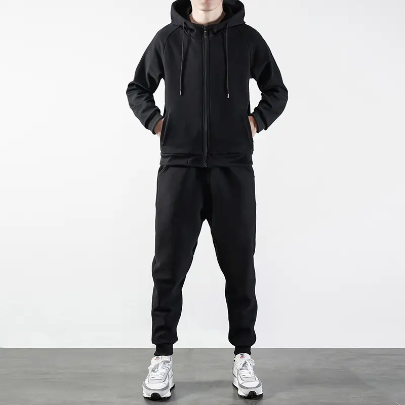 Men Grey Hoodie & Pants Casual Set Crossbody Wear - Image 9