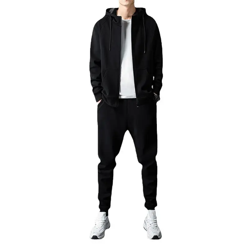 Men Grey Hoodie & Pants Casual Set Crossbody Wear - Image 10