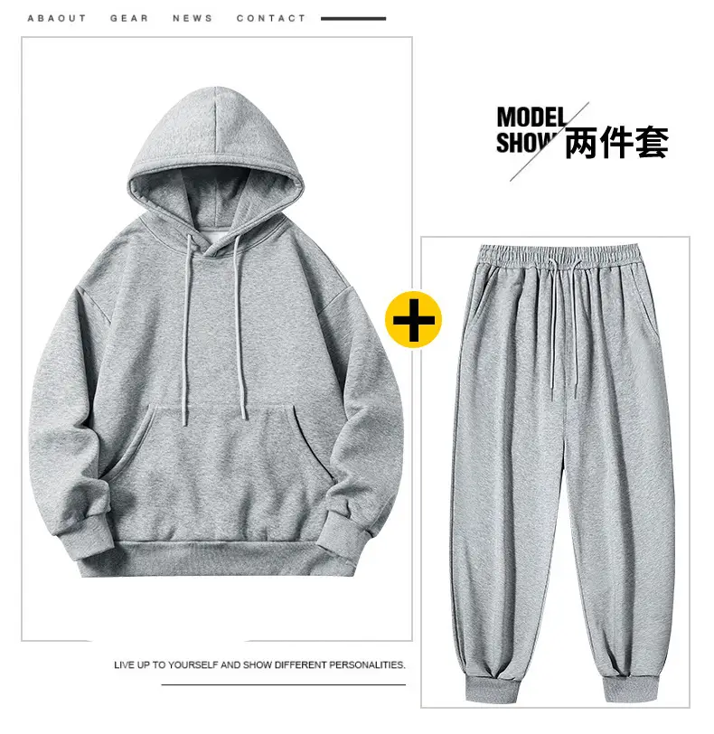 Men Grey Hoodie & Pants Casual Set Crossbody Wear — feature 38