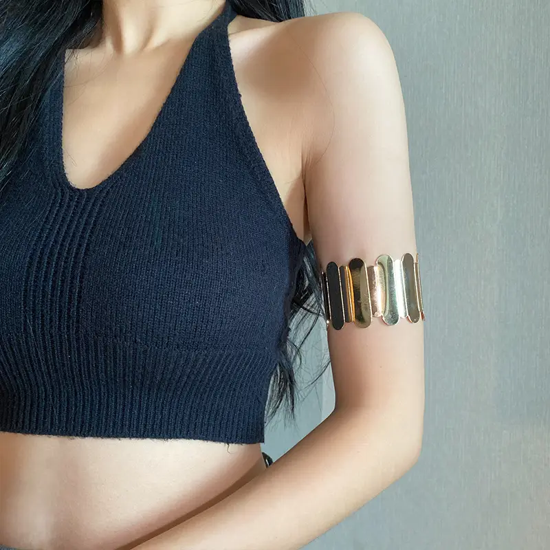 Metal Glow Open Bracelet Arm Ring Niche Design High-end Bracelet Women's Arm Bracelet Arm Bracelet Decoration Accessories