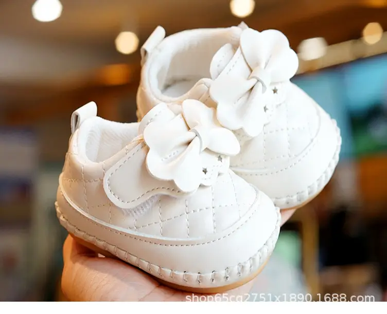 White Quilted Baby Shoes for 0-1 Year Old — feature 4