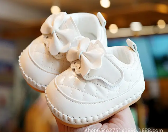 White Quilted Baby Shoes for 0-1 Year Old — feature 6