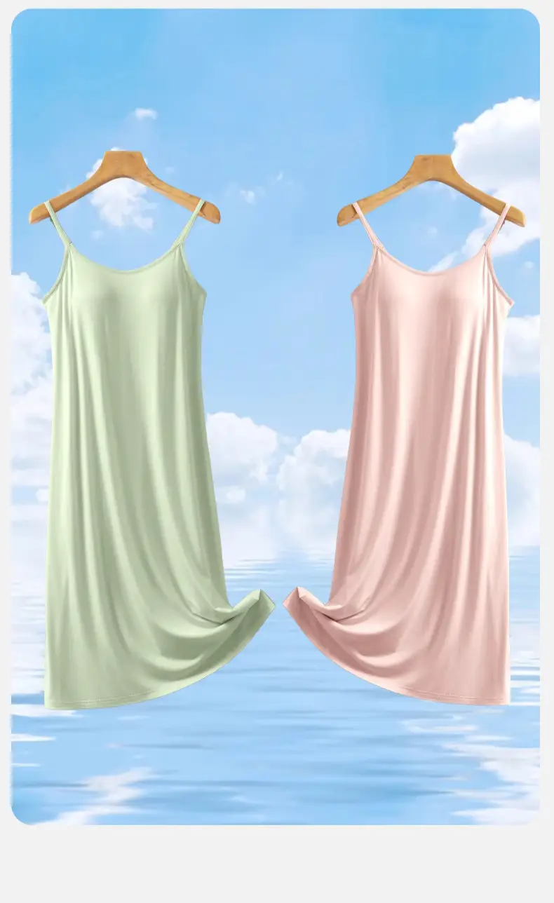 Summer Camisole Nightdress Silk Long Plus Size — feature 16