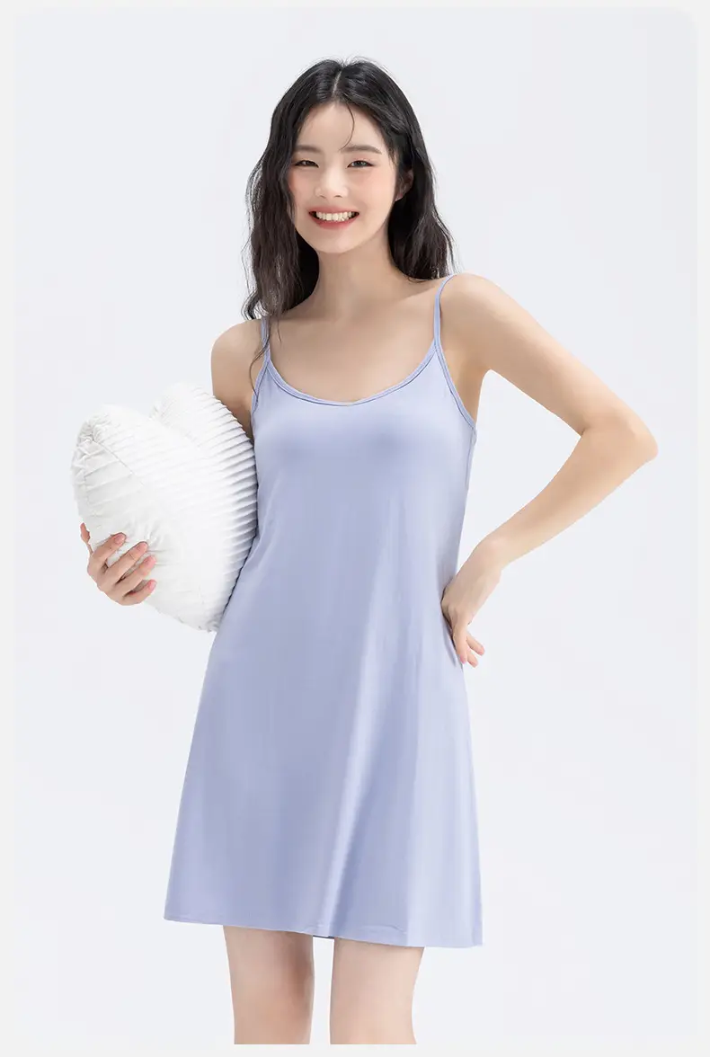 Summer Camisole Nightdress Silk Long Plus Size — feature 28