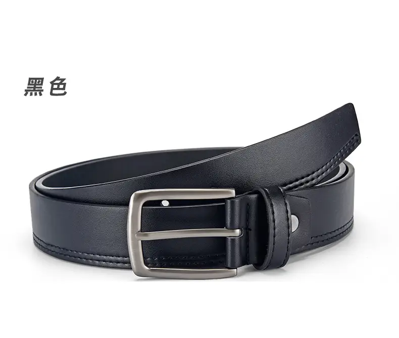 Men's Brown Leather Belt with Silver Buckle — feature 2