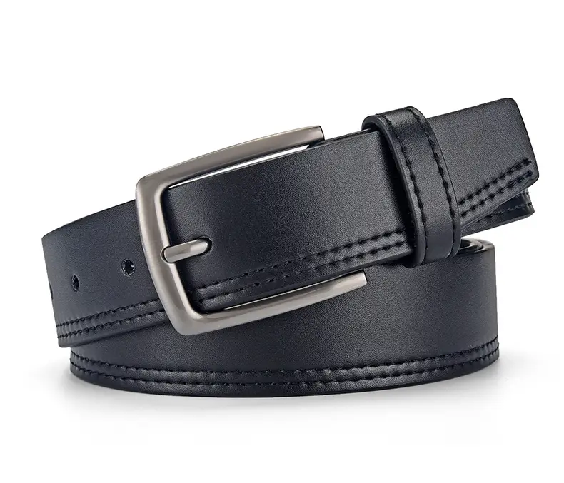 Men's Brown Leather Belt with Silver Buckle — feature 3