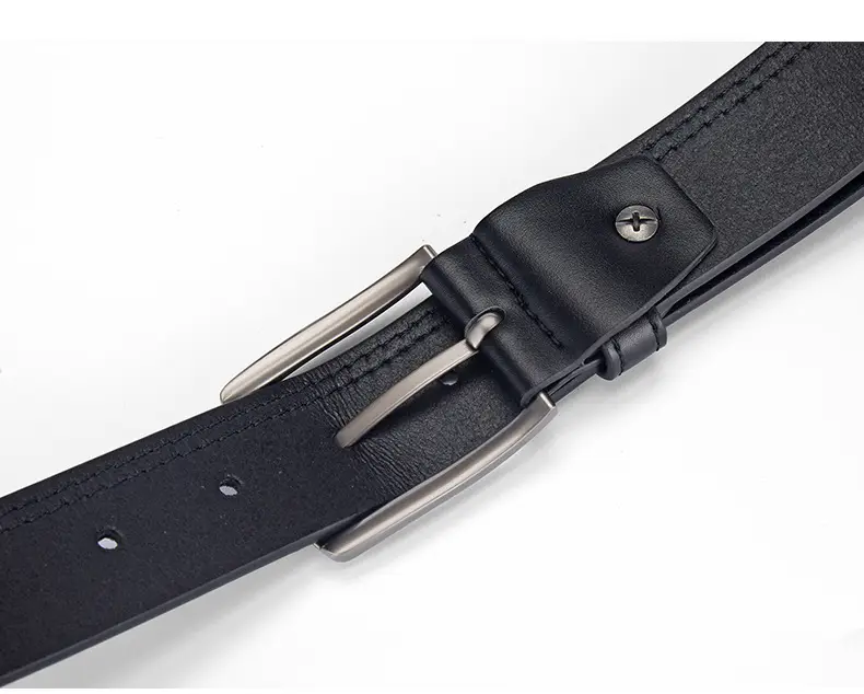 Men's Brown Leather Belt with Silver Buckle — feature 4