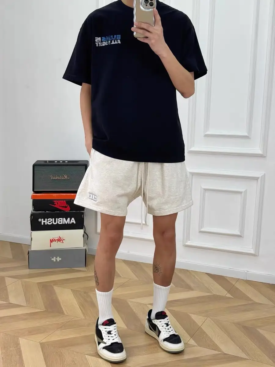 Men Cotton Four-point Shorts Purple White Large — feature 17