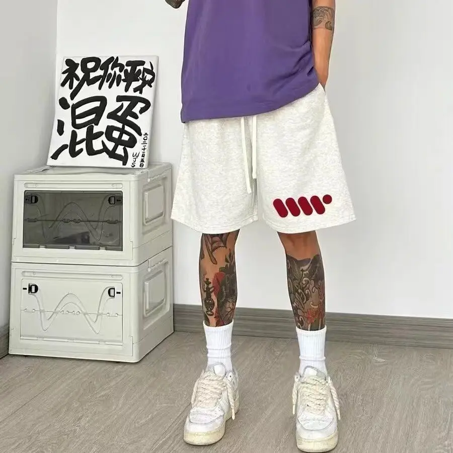 Men Cotton Four-point Shorts Purple White Large — feature 2