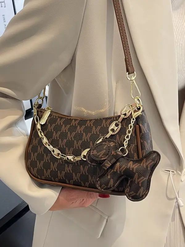 2024 New Women's Brown Leather Messenger Bag with Gold Chain - Image 5