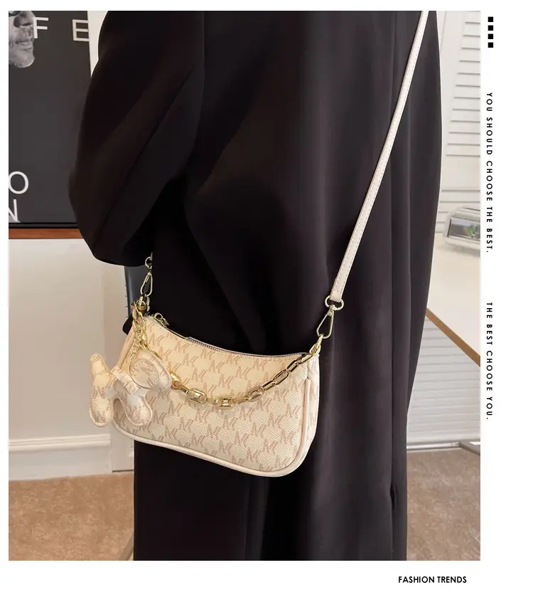 2024 New Women's Brown Leather Messenger Bag with Gold Chain — feature 1