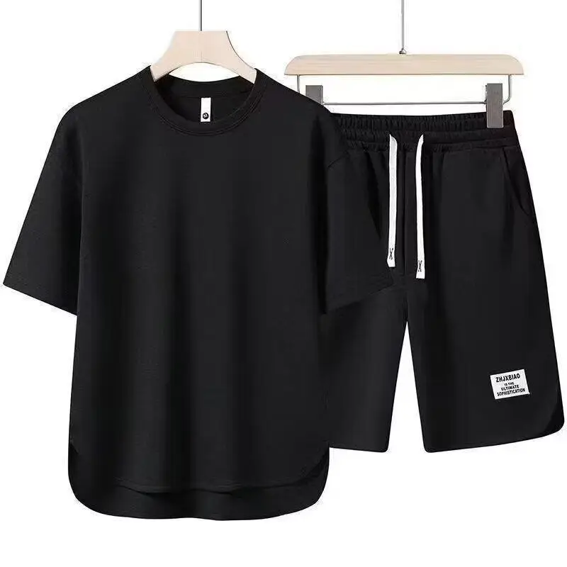 Men Black 2-Piece Casual T-Shirt Shorts Set — feature 13