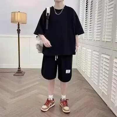 Men Black 2-Piece Casual T-Shirt Shorts Set — feature 9