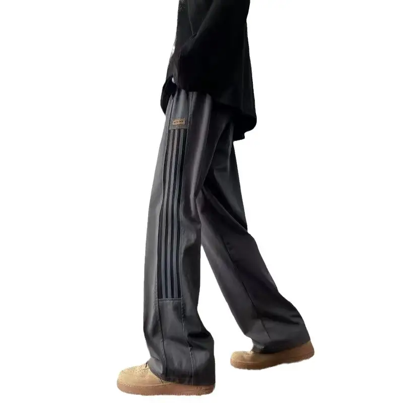 Men's American Style Side Three Bar Pants Black Plus Size - Image 7