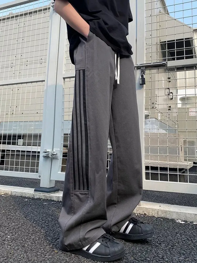 Men's American Style Side Three Bar Pants Black Plus Size — feature 14