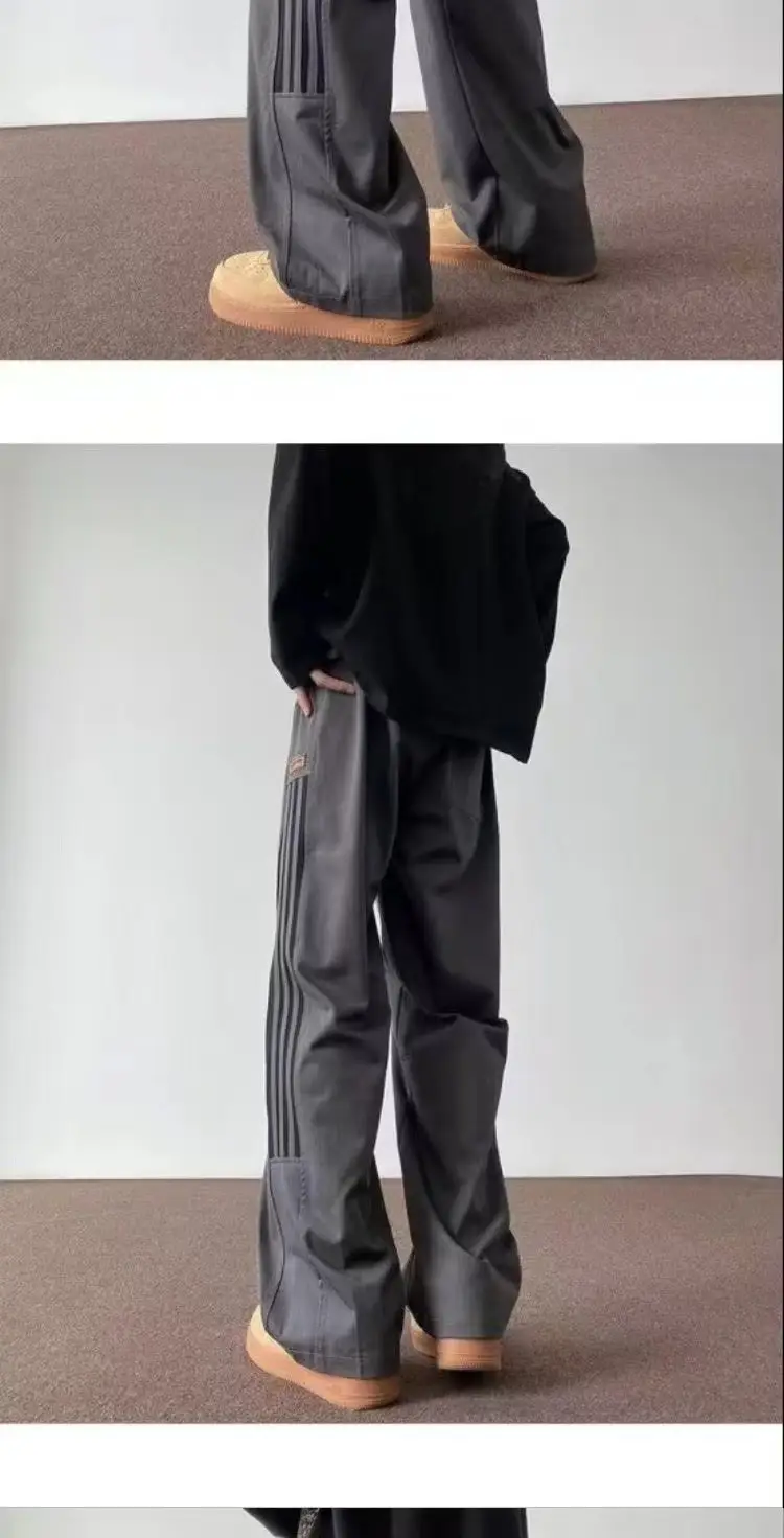 Men's American Style Side Three Bar Pants Black Plus Size — feature 8