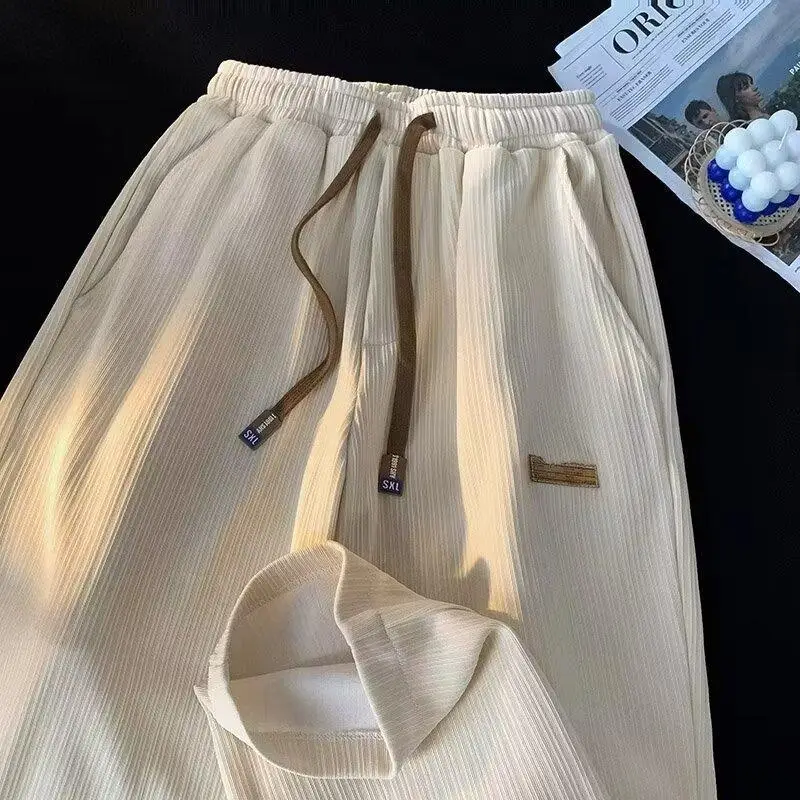 Men Loose Casual Pants Summer Thin Wide Leg Floor Mopping — feature 9
