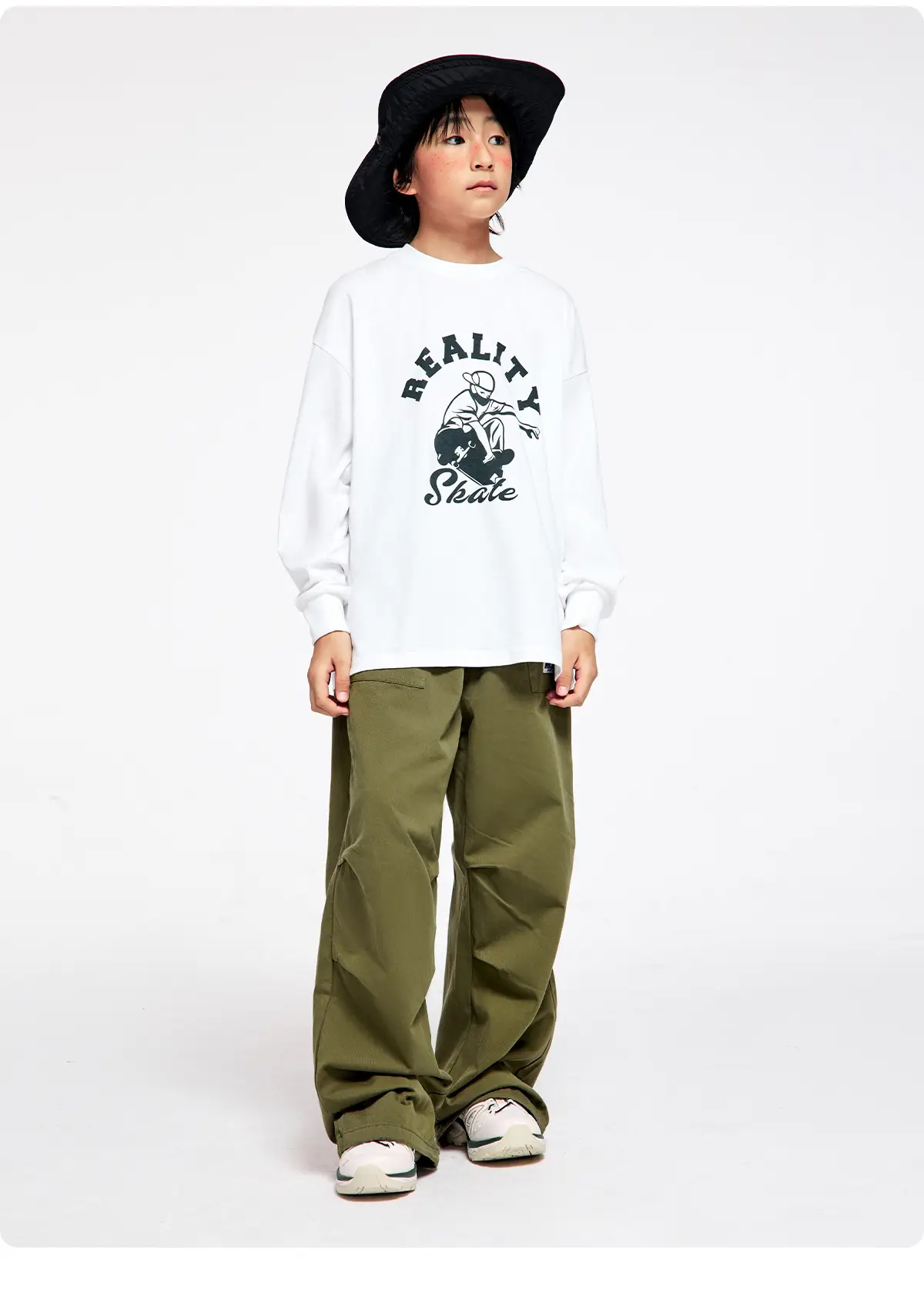 Long Sleeve T-Shirt for Girls Boys Pure Cotton Beige — feature 18