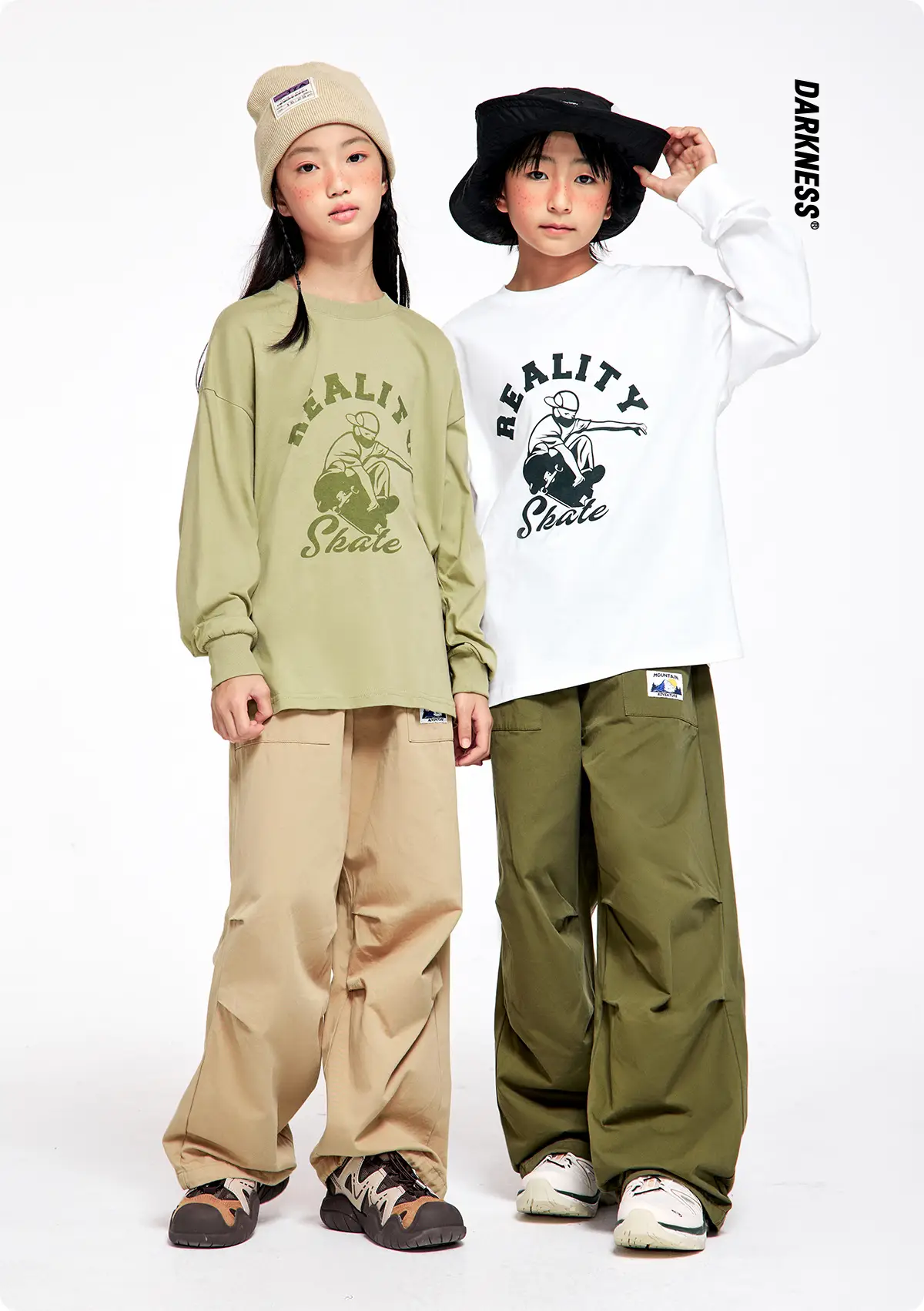 Long Sleeve T-Shirt for Girls Boys Pure Cotton Beige — feature 2