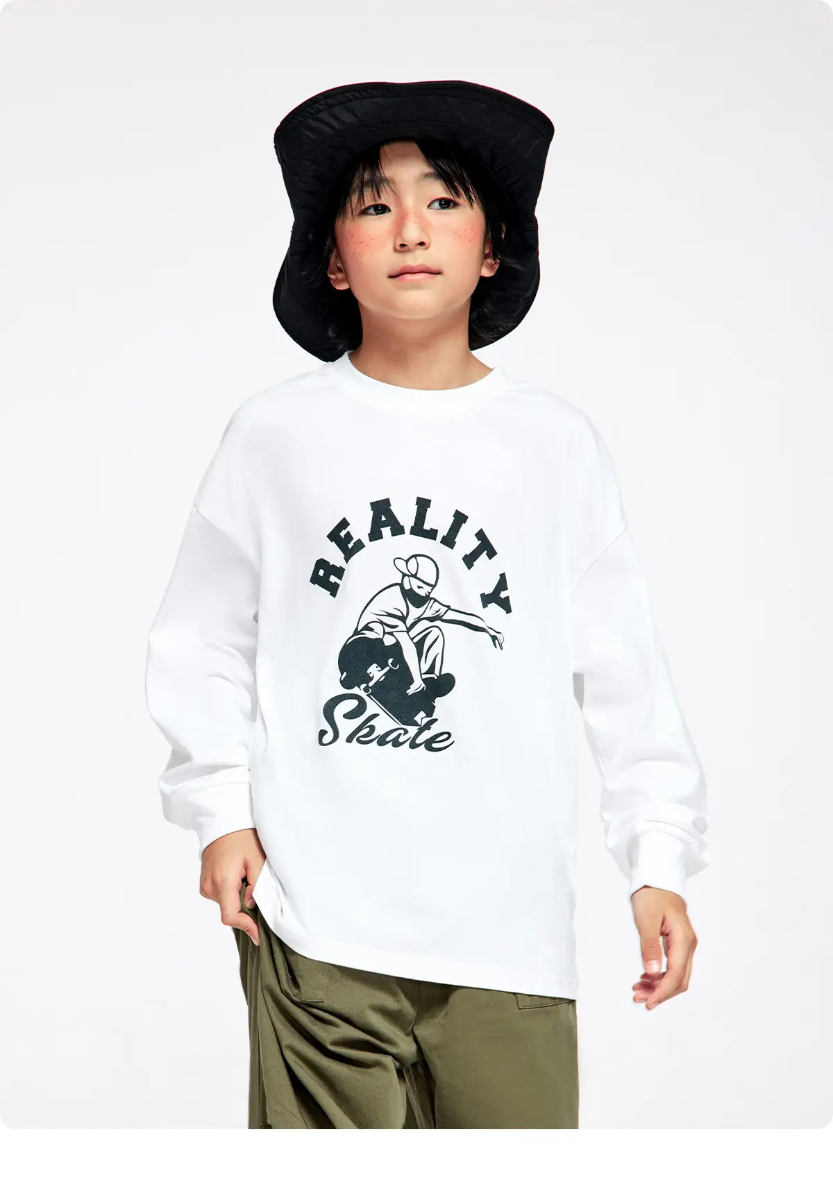 Long Sleeve T-Shirt for Girls Boys Pure Cotton Beige — feature 21