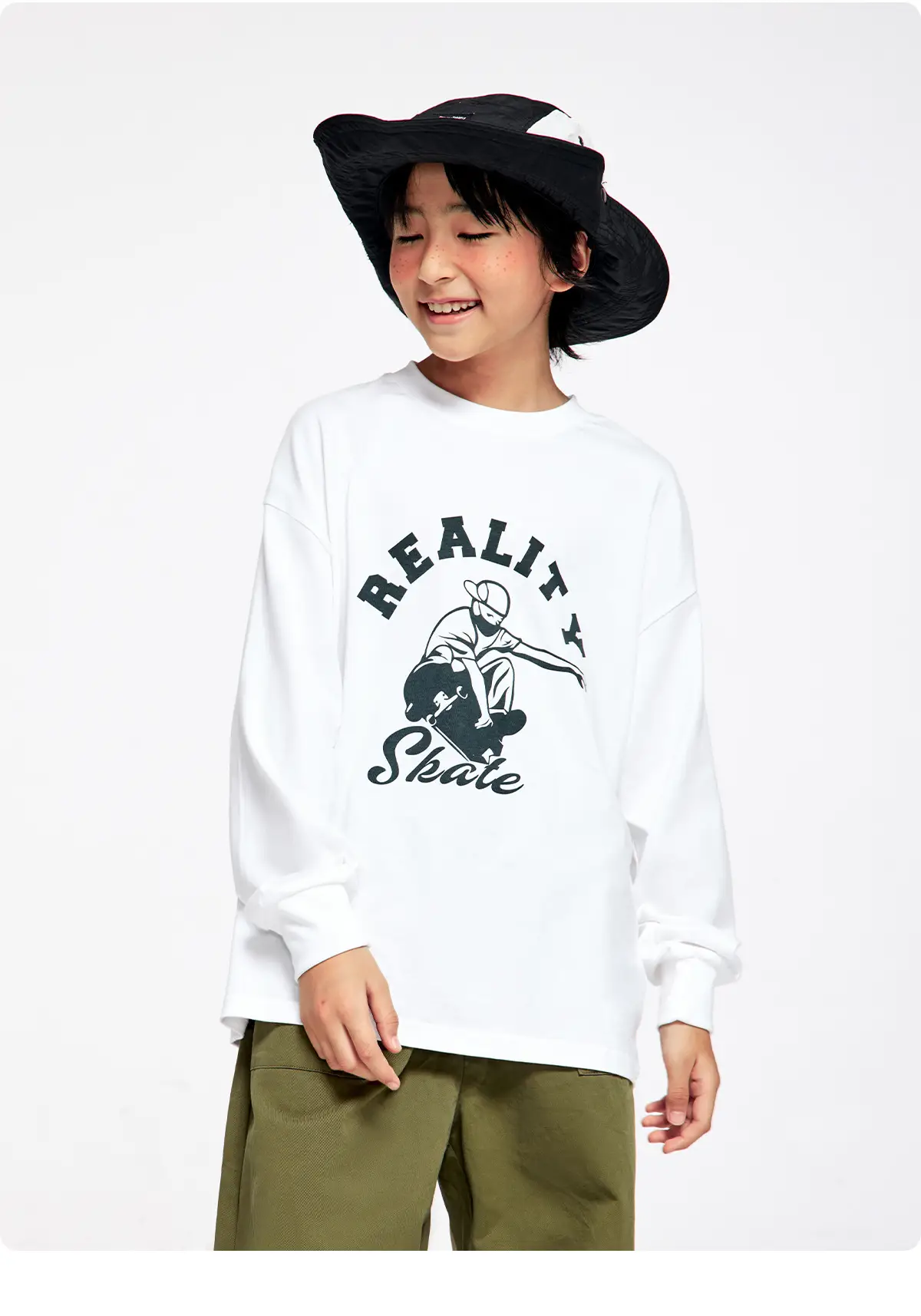 Long Sleeve T-Shirt for Girls Boys Pure Cotton Beige — feature 22