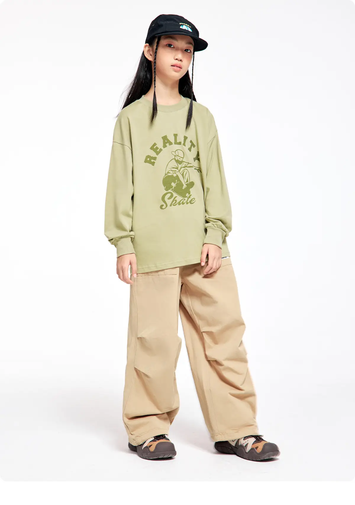 Long Sleeve T-Shirt for Girls Boys Pure Cotton Beige — feature 23