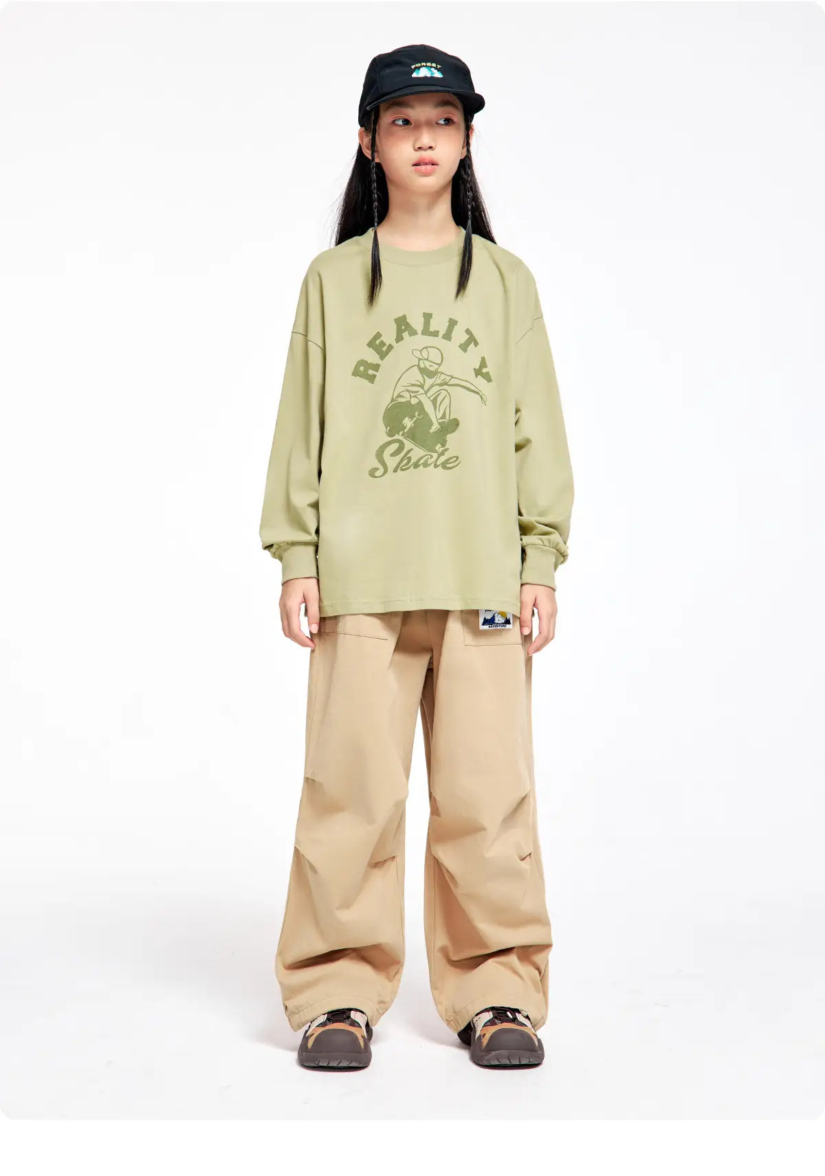 Long Sleeve T-Shirt for Girls Boys Pure Cotton Beige — feature 24