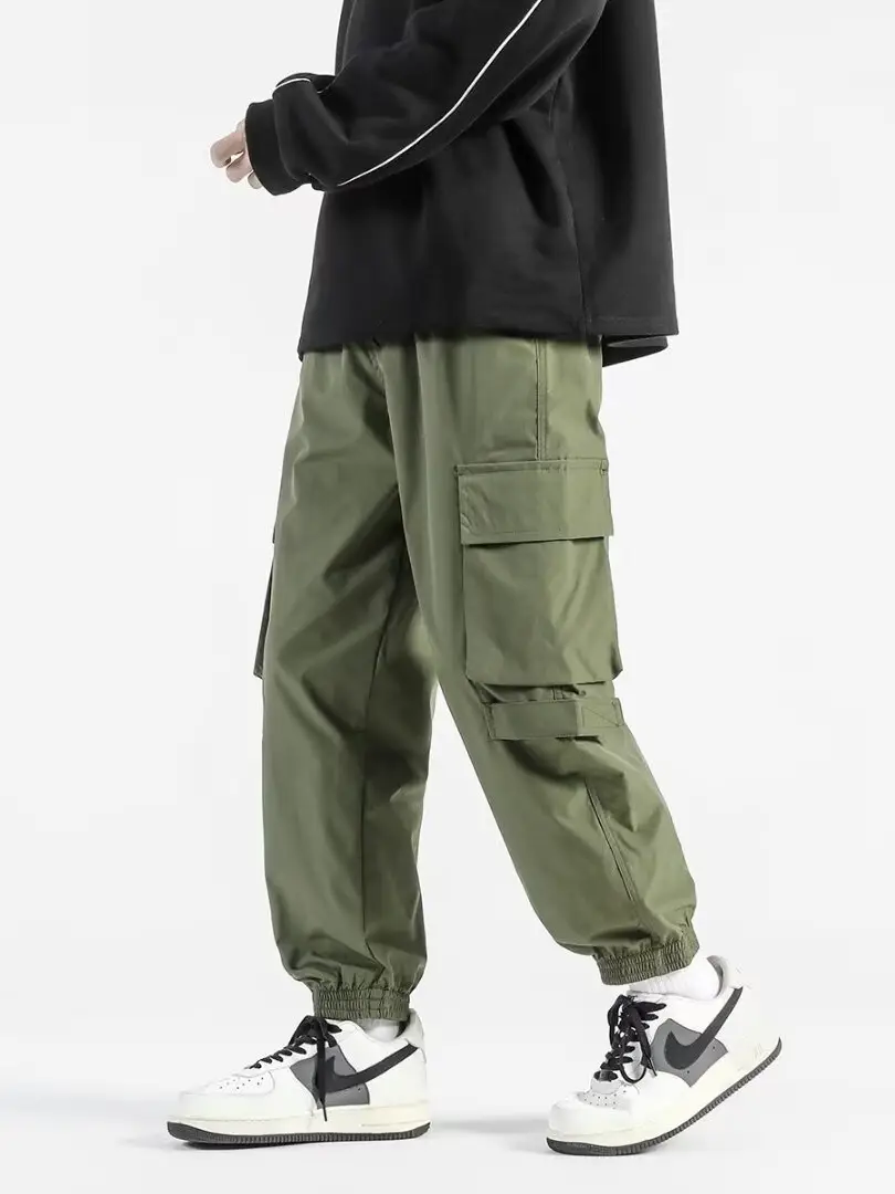 Men's Summer Thin Cargo Pants Beige Loose Fit - Image 7