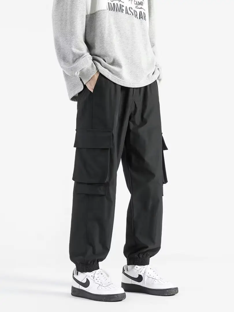 Men's Summer Thin Cargo Pants Beige Loose Fit - Image 8
