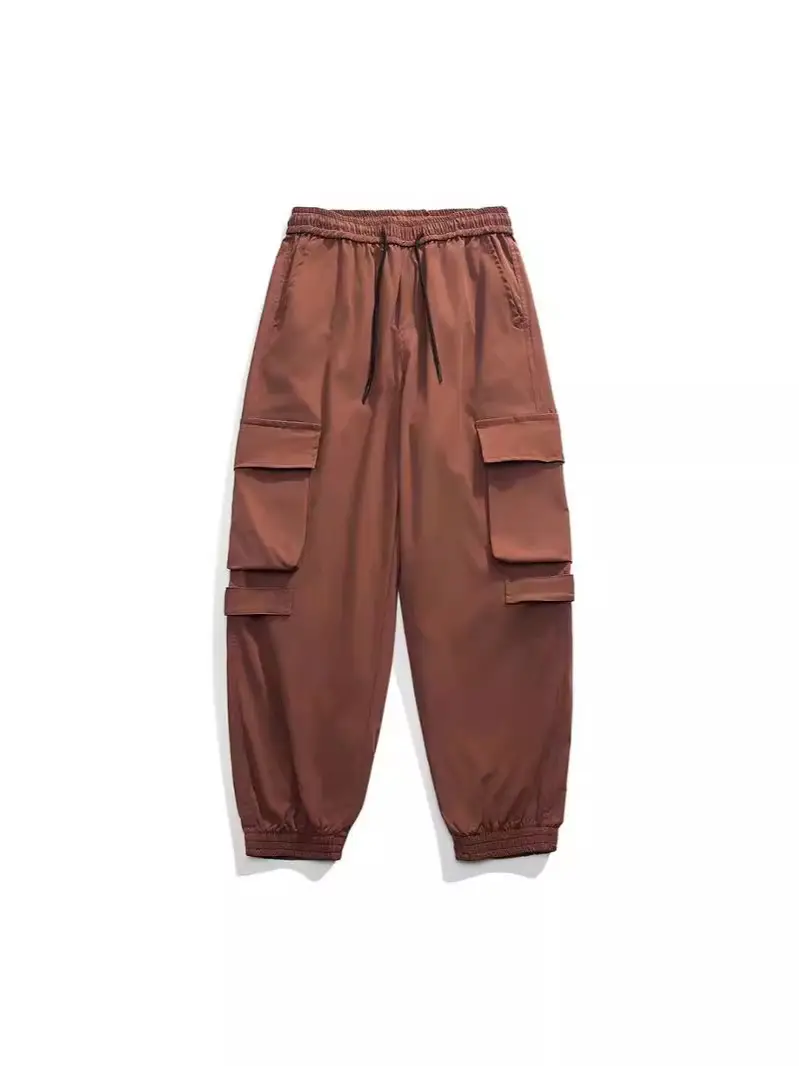 Men's Summer Thin Cargo Pants Beige Loose Fit - Image 9