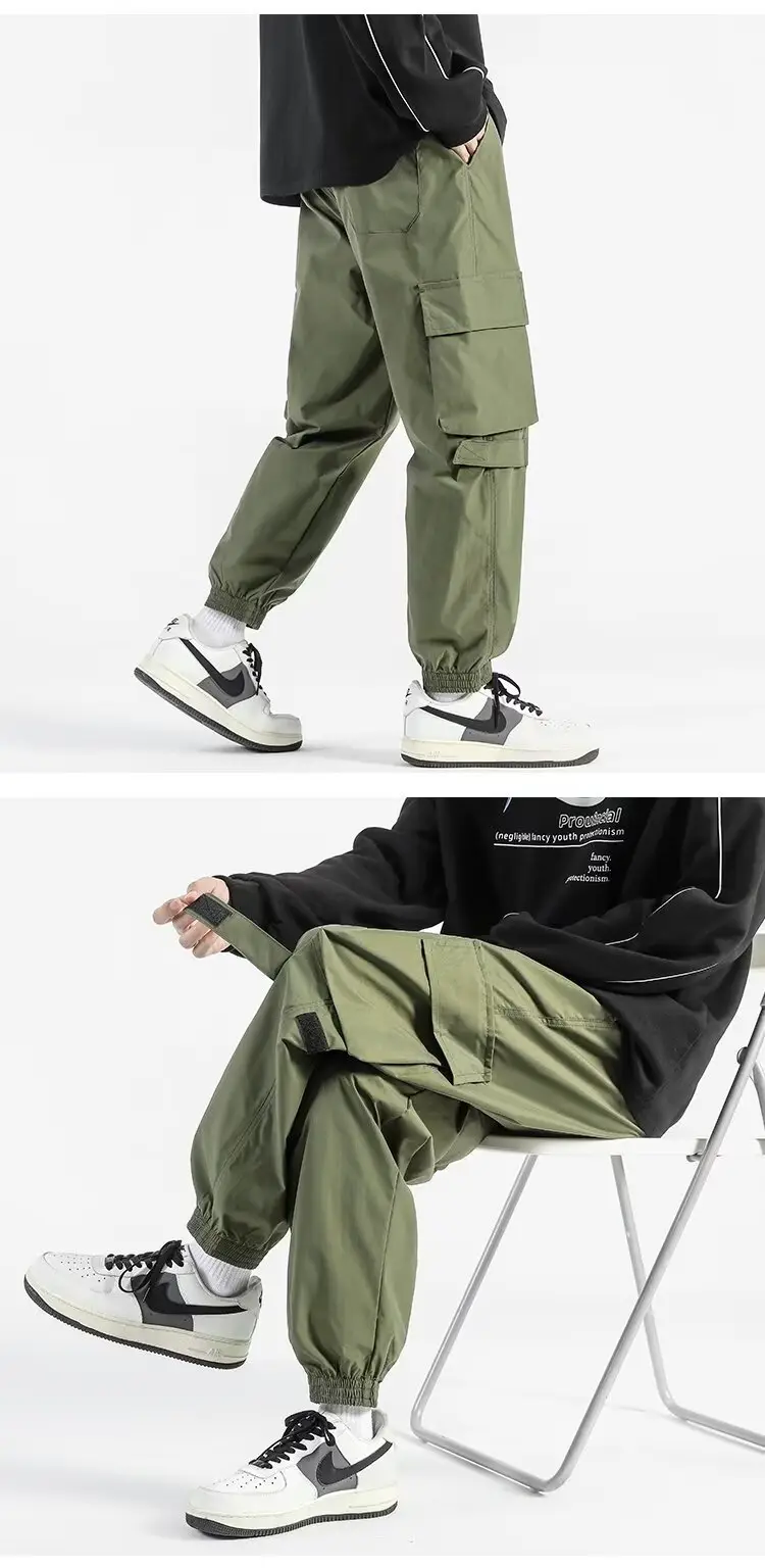 Men's Summer Thin Cargo Pants Beige Loose Fit — feature 12